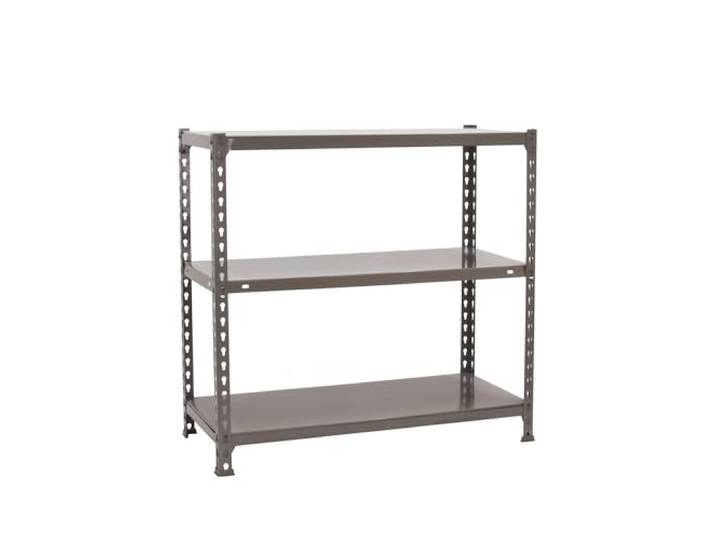 Simon Rack Metallregal 900x1100x300 mm - Ecoclick 3 Höhen, Metallablage, Biegepunkt 60 kg, Korrosionsschutzlackierung, Klicksystem-Montage, Grau
