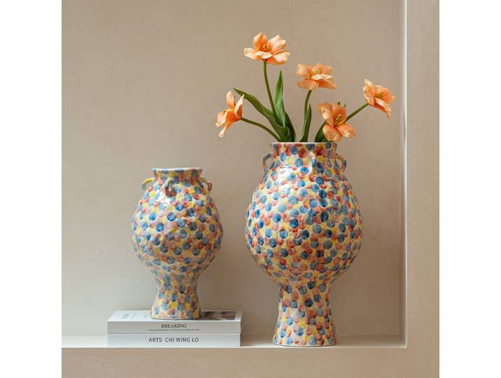 Vase en céramique coloré peint à la main, vase à fleurs en porcelaine artistique pour la décoration de salon