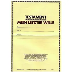 Rnk, Formular, Verlag Vordruck Testament "Mein letzter Wille", Display