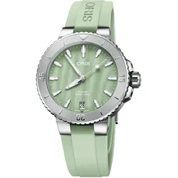 Oris Aquis Date 36,5mm Kautschukband Perlmutt Grün Damenuhr 01 733 7770 4157-07 4 18 67FC