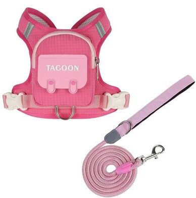 Uplift Essentials Adventure Pet Harness & Backpack Set Reflective Escape Proof Walking Vest pink l