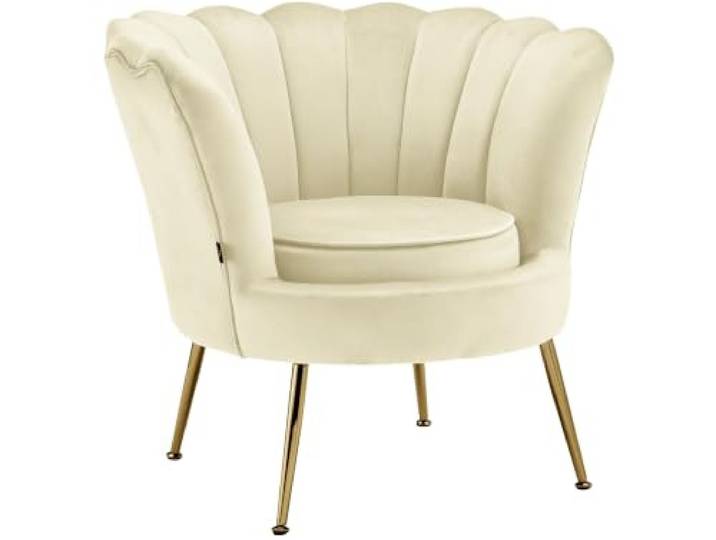 Kelsey Loungesessel in Samtoptik Creme-weiß