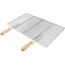 ECD Germany Grillrost Edelstahl 67x40 cm – Rechteckig, abnehmbarer Holzgriff, rostfrei & robust, Edelstahl-Grillrost für Grillkamin, Gasgrill,