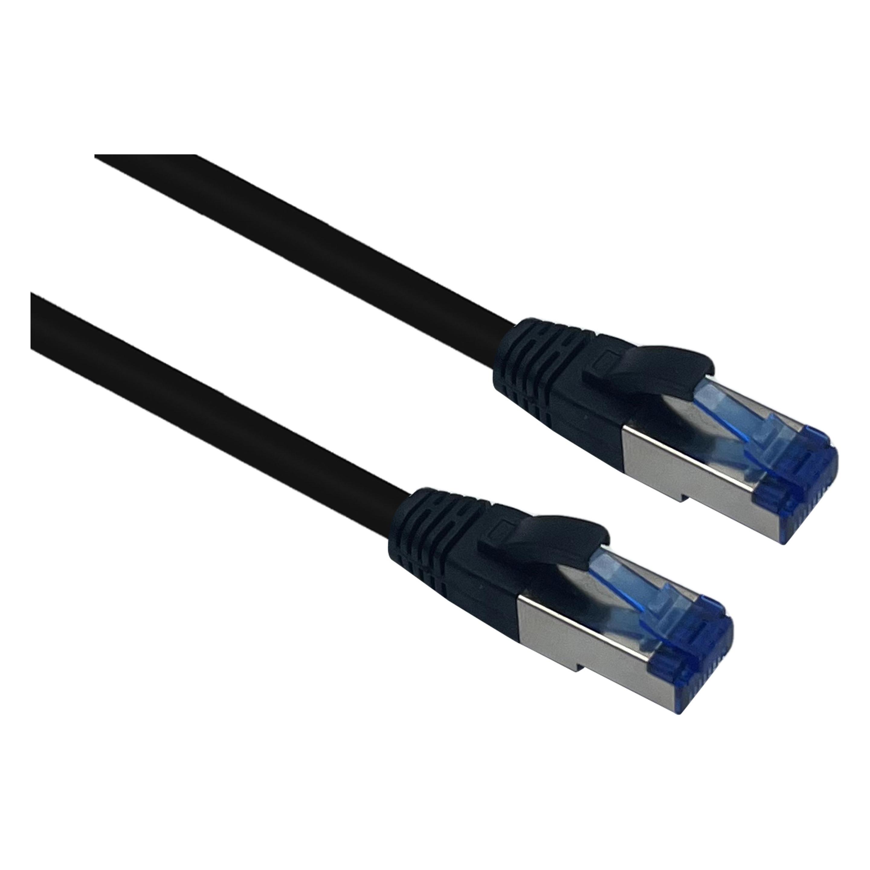 Helos Outdoor Patchkabel S/FTP Cat 6a schwarz 3,0m robustes Outdoor Patchkabel, mit Knick- und Rastnasen (S/FTP, CAT6a, 3 m) (315759)
