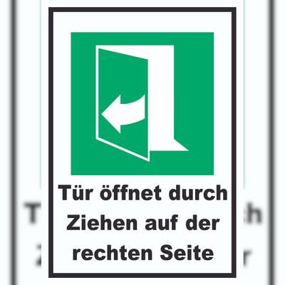 HB-Druck Tür öffnet durch Ziehen auf der rechten Seite A3 Rückseite selbstklebend Schild