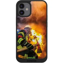Nivocase Handyhülle für Apple iPhone 12 mini Hülle NIVOpure Case Schwarz Feuer Feuerwehr Lebensretter (Apple iPhone 12 mini), Smartphone Hülle, Schwarz