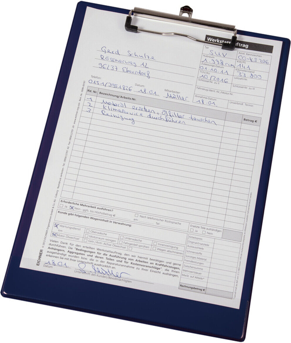 Eichner PVC-Klemmbretter blau, 232 x 338 mm 5 St. (9015-00535)