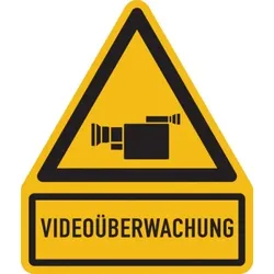 Warnschild, Videoüberwachung - 200x237x0.45 mm Aluminium geprägt