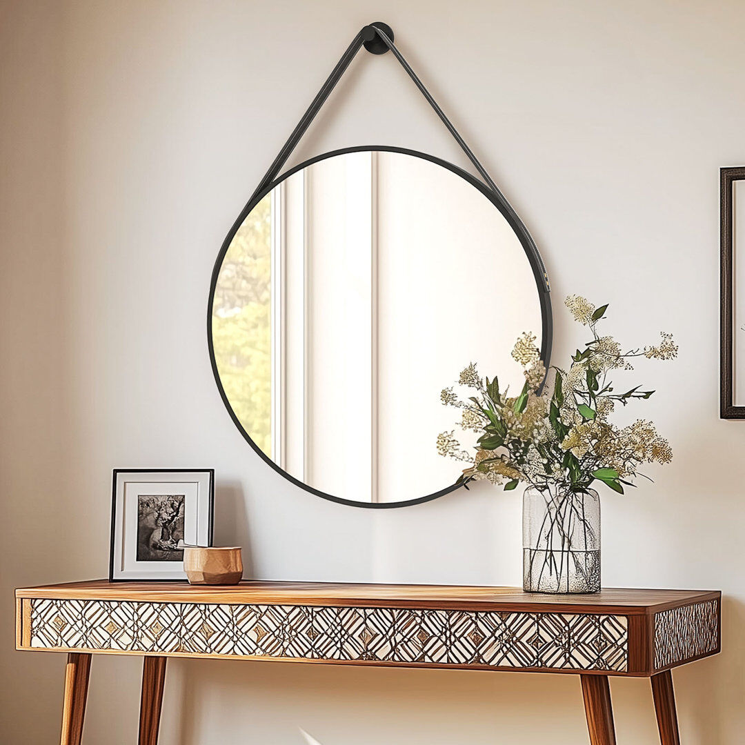UNHO Wal Mirror Round Wall Vanity Mirror Black 70cm x 70cm