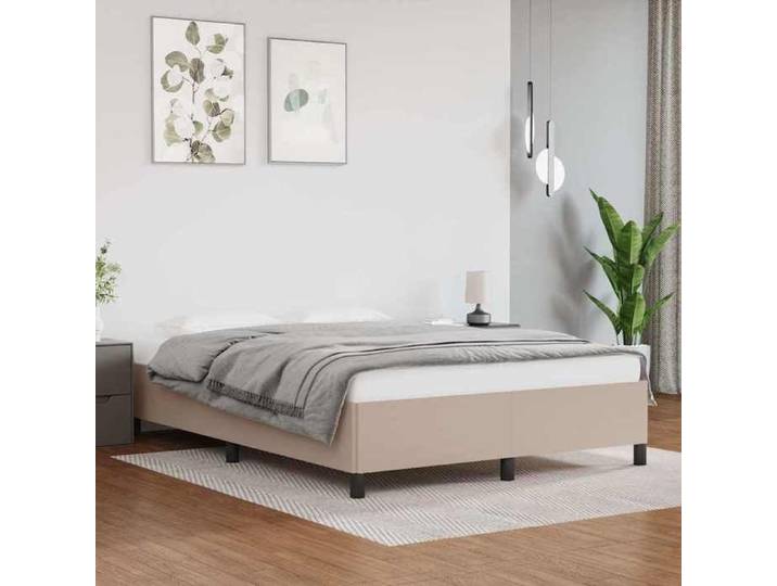 Brun Cadre de lit sans matelas cappuccino 140x190 cm similicuir_2 ans garantie 44064