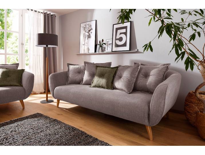 3-Sitzer HOME AFFAIRE Baggio modern und romantisches Design, bequem , braun (cappucino), B:236cm H:80cm T:103cm, Sofas, 3-Sitzer, Zierkissen inklusive