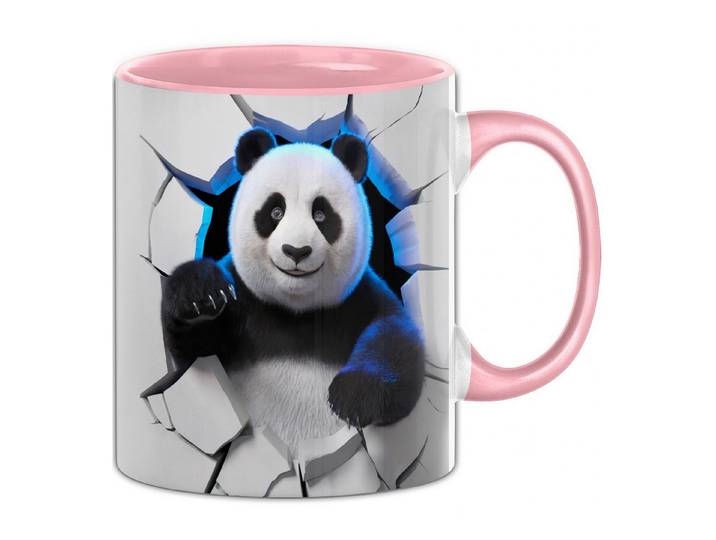 Trendation Tasse 3D Panda Tasse Geschenk Panda Durchbruch Wand Spruch Geschenkidee fü
