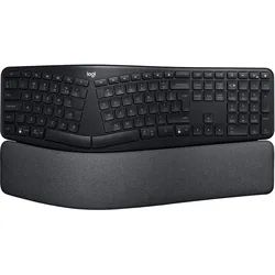 Logitech Ergo K860 Tastatur Schwarz, kabellos, Bluetooth, ergonomisch, US-International Layout, Unterstützt Logi Options+