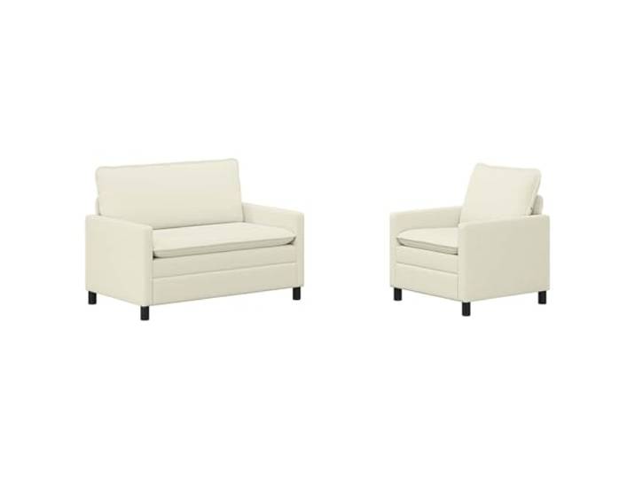 Todiikf Sofa Set 2-Teilig Cord Couch 2-Sitzer und 1-Sitzer Creme Gemütliche Sofagarnitur aus weichem Cordstoff mit stabilem Metallrahmen für Wohnzimmer und Gästezimmer.