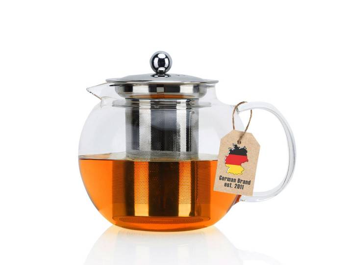 Intirilife Teekanne mit Filter 650ml, Transparent, Glas, 0.65 L, Geschirr, Kannen & Karaffen, Teekannen