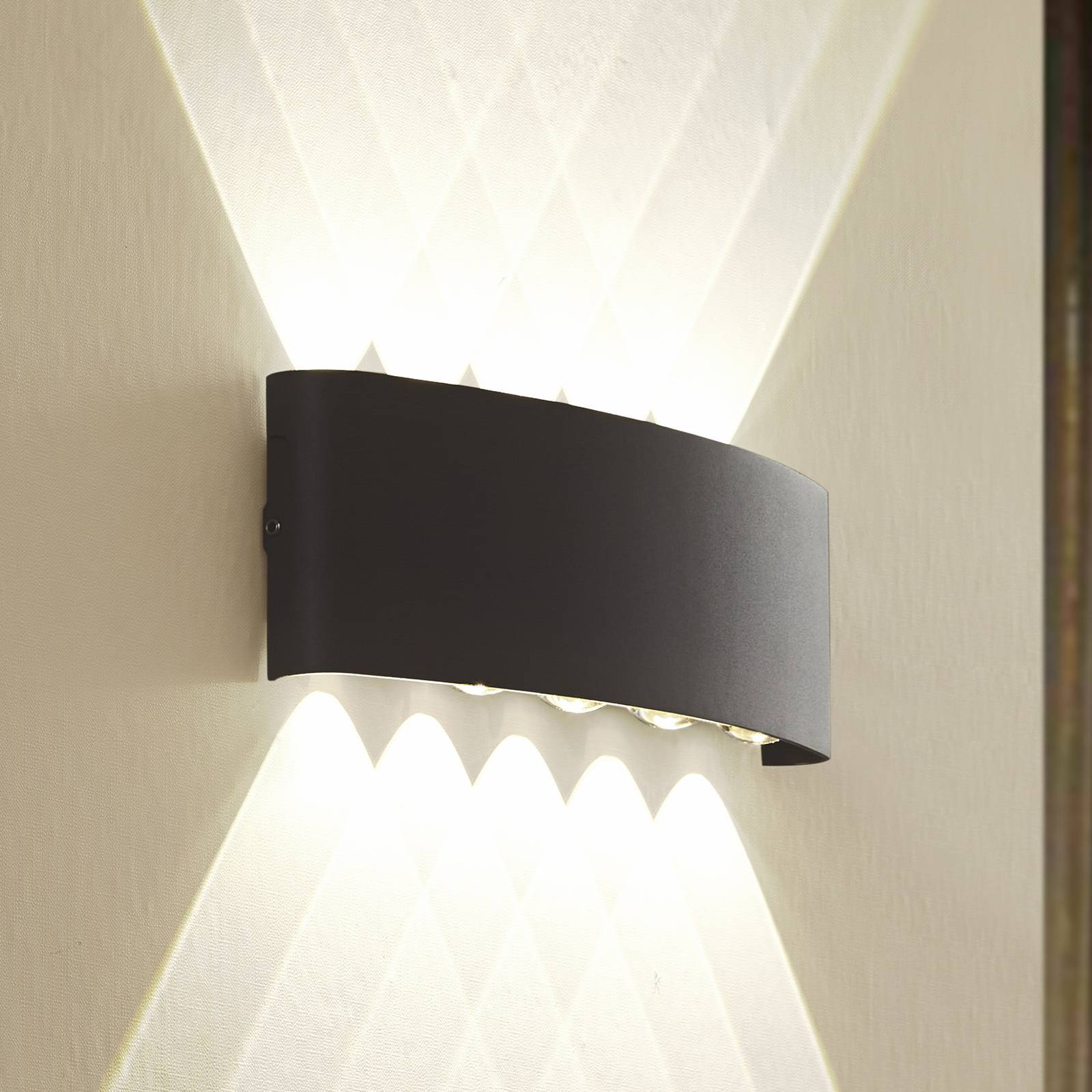 LED Outdoor Wall Light Ithan Lindby, Black, Aluminium, Modern, Outdoor Wall Light
