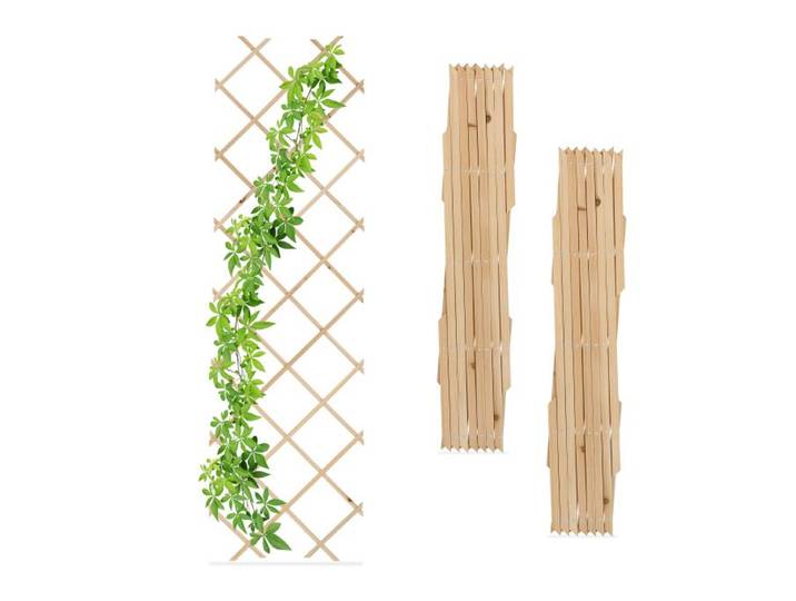 Relaxdays Ausziehbares Rankgitter Holz 3er Set