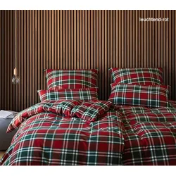 Elegante Soft-Flanell Bettwäsche Manchester - 135x200 cm + 80x80 cm	leuchtend-rot