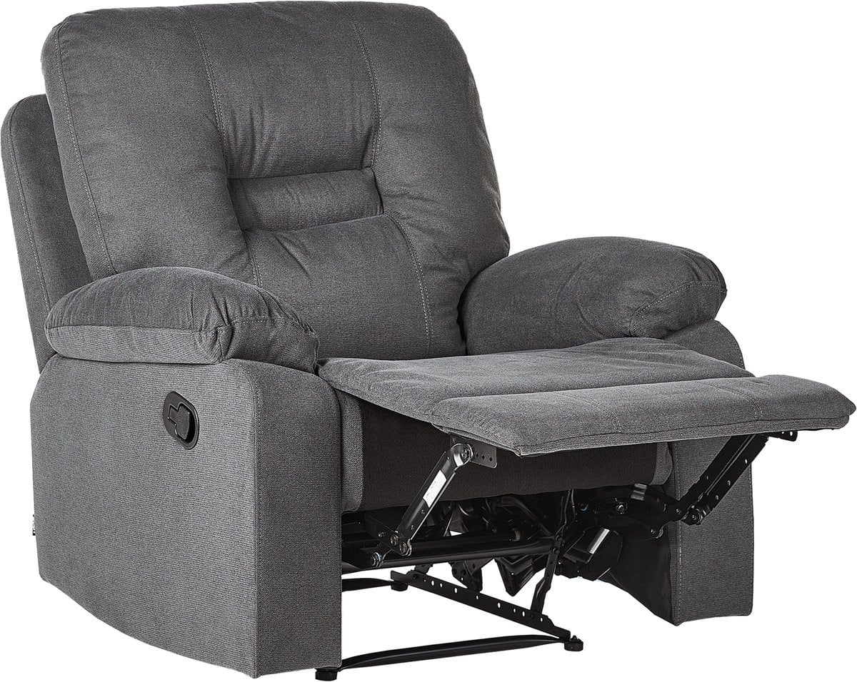 Bergen II Moderne fauteuil met handmatig verstelbare rugleuning - Donkergrijs - Polyester