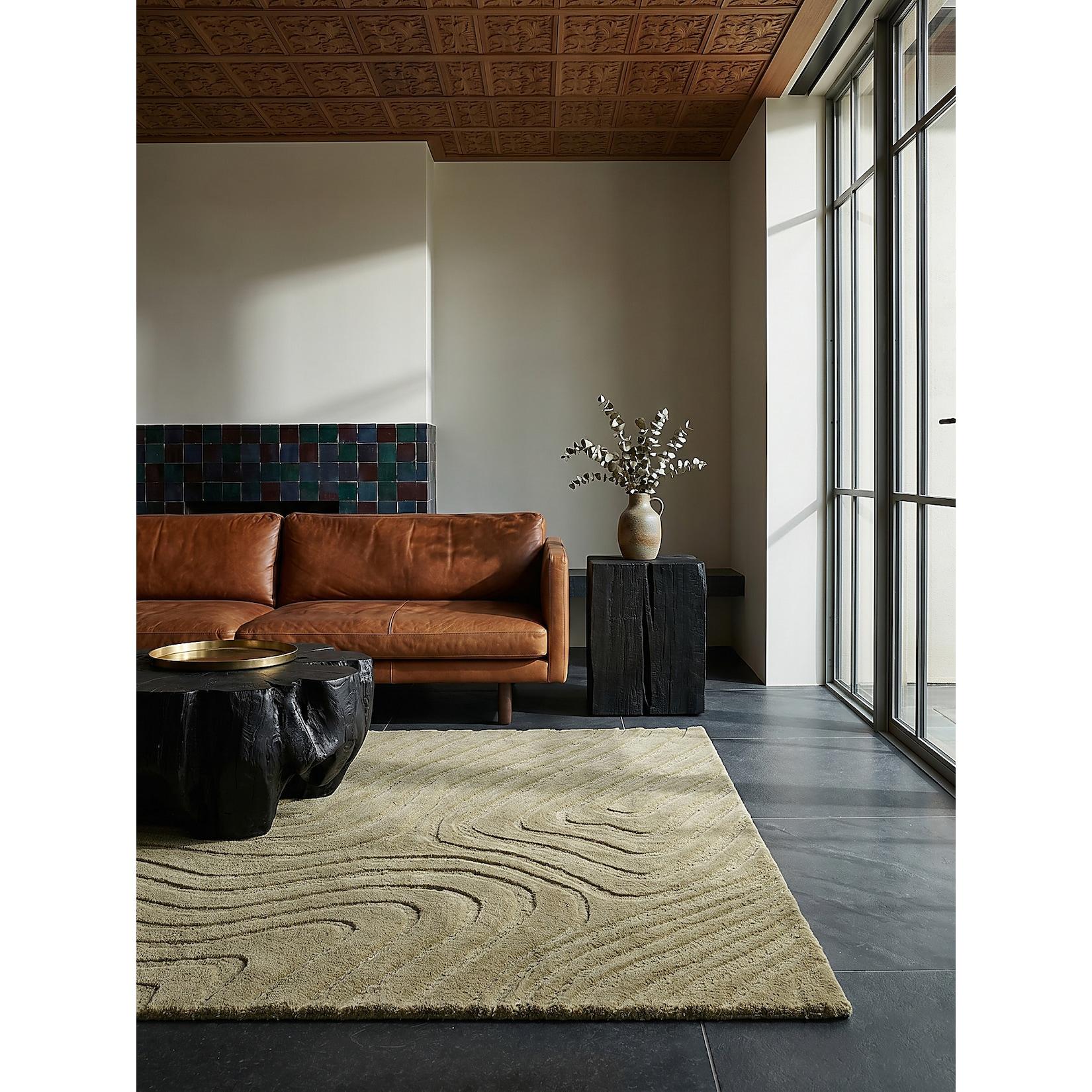 Wollteppich abstrakt Olivegrün 200 x 290 cm - LEVEN Kadima Design