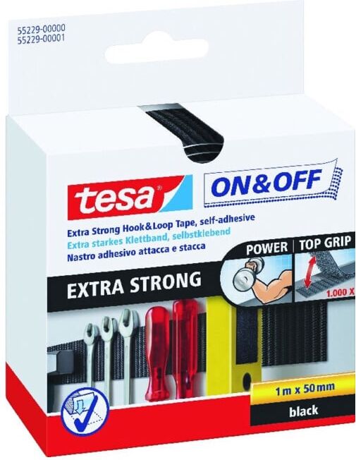 tesa Bande auto-agrippante extra-forte 1m x 50mm noir (55229-00000-02)