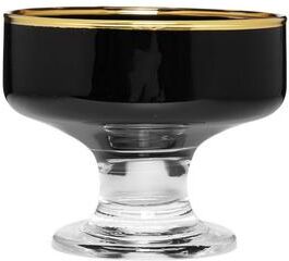 Classic Touch Set of 6 Black Dessert Cups with Clear Stem and Gold Rim