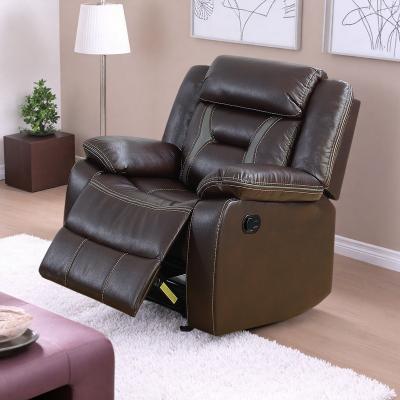 Recliner with Pillow Arms, Headrest, Power Reclining, and Glider Motion in Modern Dark Rosy Brown or Gray Finish
