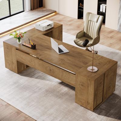 1Easylife 86'' L-Shaped Corner Executive Desk with File Drawers for Home Office