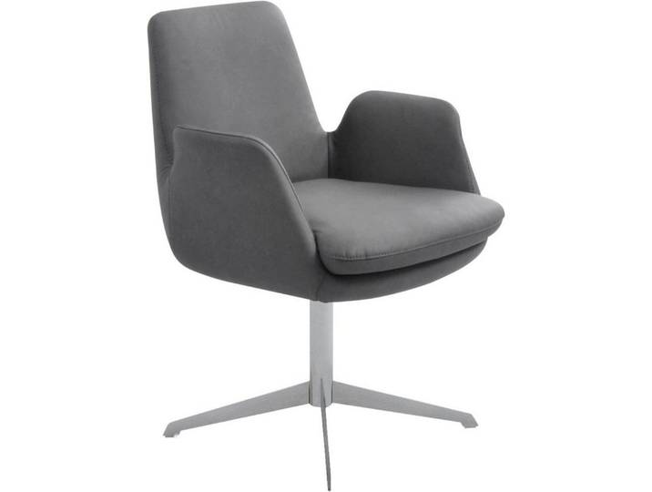 K+W Komfort & Wohnen Drehstuhl Cube, Rückholfunktion, Untergestell Edelstahloptik