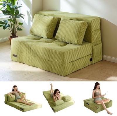 COSMOGO Corduroy Convertible Sofa Bed,Floor Sofa