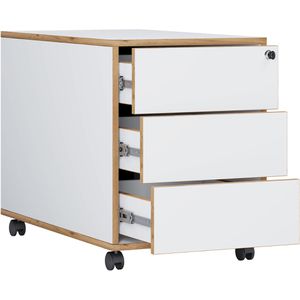 VCM Rollcontainer Salia 920748, aus Holz, weiß, mit 3 Schubladen, abschließbar