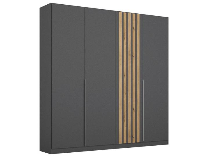 Drehtürenschrank 181 cm Lamella Grau/Eiche Dekor
