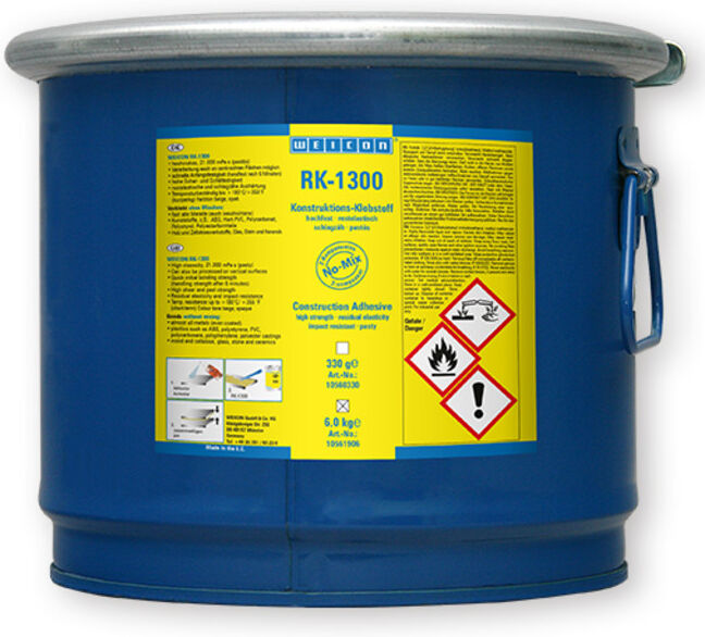 WEICON RK-1300, Acrylat-Strukturklebstoff, pastöser No-Mix Klebstoff, 6 kg, beige, opak (10561906)