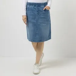 DENIM & CO. Jeansrock Rundumdehnbund Eingrifftaschen knieumspielend