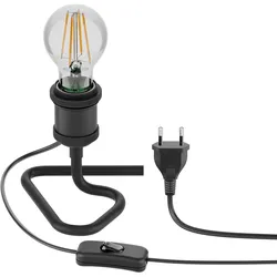 ledscom.de Tischlampe RETRA, Schalter, schwarz + LED Lampe 963lm warmweiß