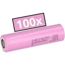 100x Samsung INR18650-35E 18650 Akku 3,6V 3500mAh Flat-Top