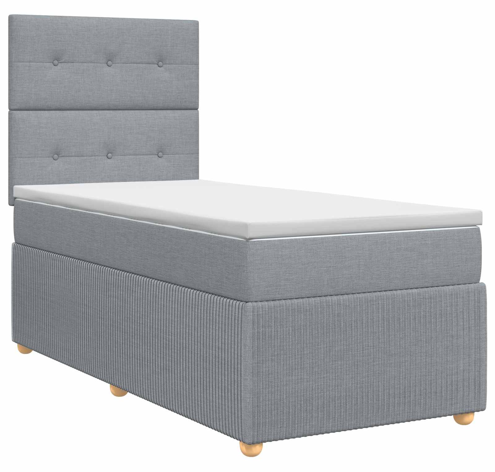 Boxspringbett mit Matratze mit Kopfteil Hellgrau Einzeln Stoff