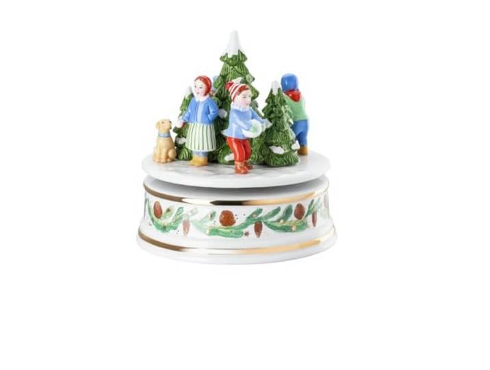 Hutschenreuther Weihnachten Sammelkollektion 2025 Weihnachtsspiele Spieluhr groß XXL; Höhe 16 cm/Ø 15 cm; Melodie: Ihr Kinderlein kommet; limitiert auf 499 Exemplare