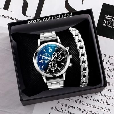 Uplift Treasures Mens Quartz Steel Band Business Watch black Without Box