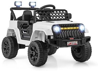 Costway 12V Kids Ride on Truck Car with Parental Remote and Music Player-White