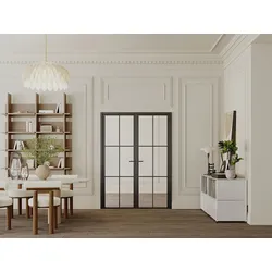 Tür-Set - zwei Flügel - Aluminium & Sicherheitsglas - 2 x 204 x 93 cm - Schwarz - SEROTO