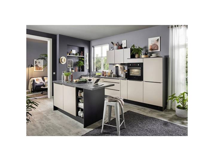 Impuls Küchenleerblock Ip1200, Schwarz, Cappuccino, 3 Schublade(n) Schubladen, nur wie online abgebildet bestellbar, 390.2x184.1 cm, seitenverkehrt erhältlich, vormontierter Korpus, Küchen, Küchenzeilen & Küchenblöcke, Küchenzeilen ohne Geräte