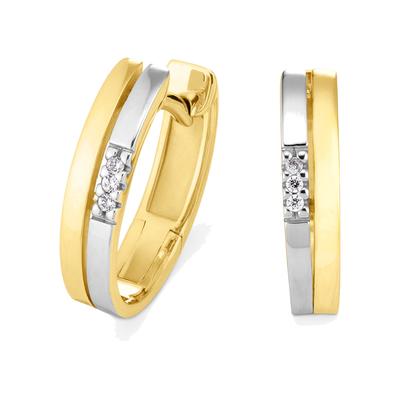 Paar Creolen OROLINO "Gold 585 mit 6 Brillanten zus. 0,03ct.", gelb (gelb, weiß), Ohrringe, Damen, one-size, 0,03 SI = kleine Einschlüsse, Gold