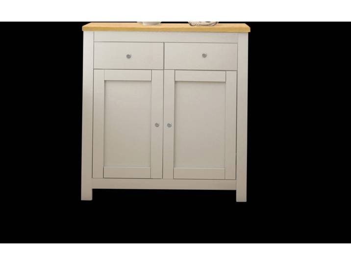 Kommode EMERALD teilmassiv 81 x 79 x 35 cm Creme/Eichefarben
