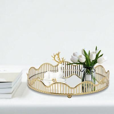 Shop Station Round Glass Vanity Tray For Perfume, Jewelry And Cosmetics Display Round Glass Vanity Tray For Perfume, Jewelry And Cosmetics Display