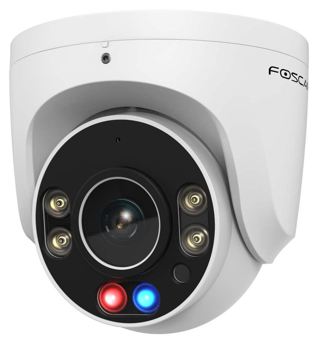 Foscam W5EP 5MP PoE bewakingscamera met ingebouwde verlichting en rode en blauwe waarschuwingslichten