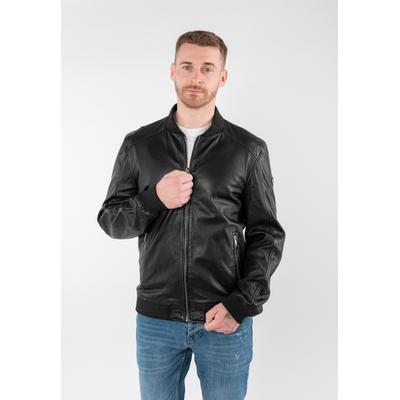 Lederjacke MAURITIUS "MMTorino", Herren, Gr. XXXL (56), schwarz, Obermaterial: 100% Schafsleder. Futter: 100% Polyester. Ärmelfutter: 100% Polyester, unifarben, regular fit hüftbedeckend, Rippbündchen, Jacken, im Bomberjacken-Stil mit geripptem Kragen