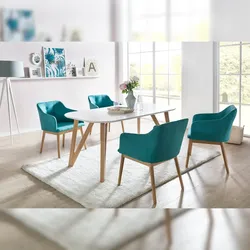 SalesFever Esstisch skandinavisches Design | Gestell Holz massive Eiche | Tischplatte MDF weiß lackiert | 120x80x76 cm