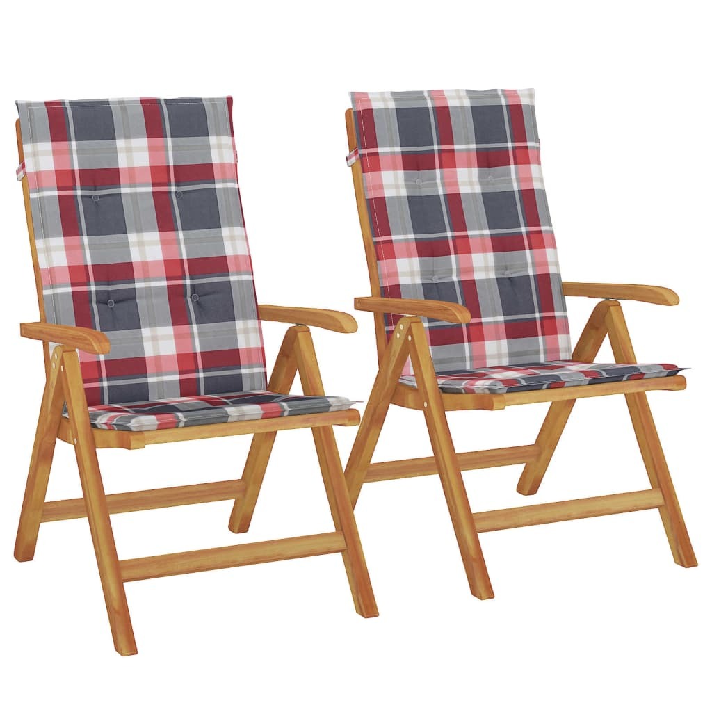 Klappstühle mit Kissen, 2 Stück, Massivholz Teak