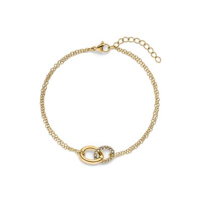 Armband S.OLIVER "Schmuck Geschenk Edelstahl The Daily Spark", gold (gelbgoldfarben, kristallweiß, kristallweiß), Armbänder, Damen, 21cm, Edelstahl, Armband, mit Zirkonia (synth.)